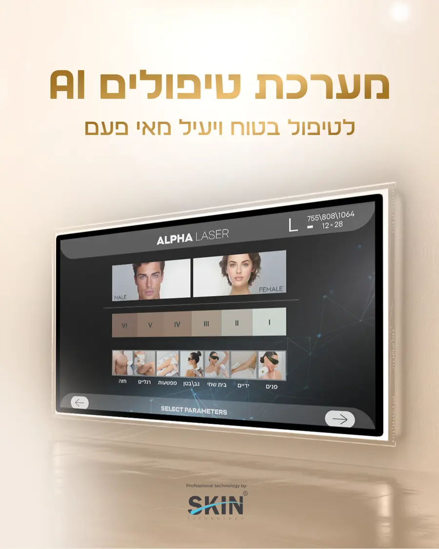 מערכת AI להתאמת עוצמת הלייזר לגוון העור — להסרת שיער בטוחה ויעילה